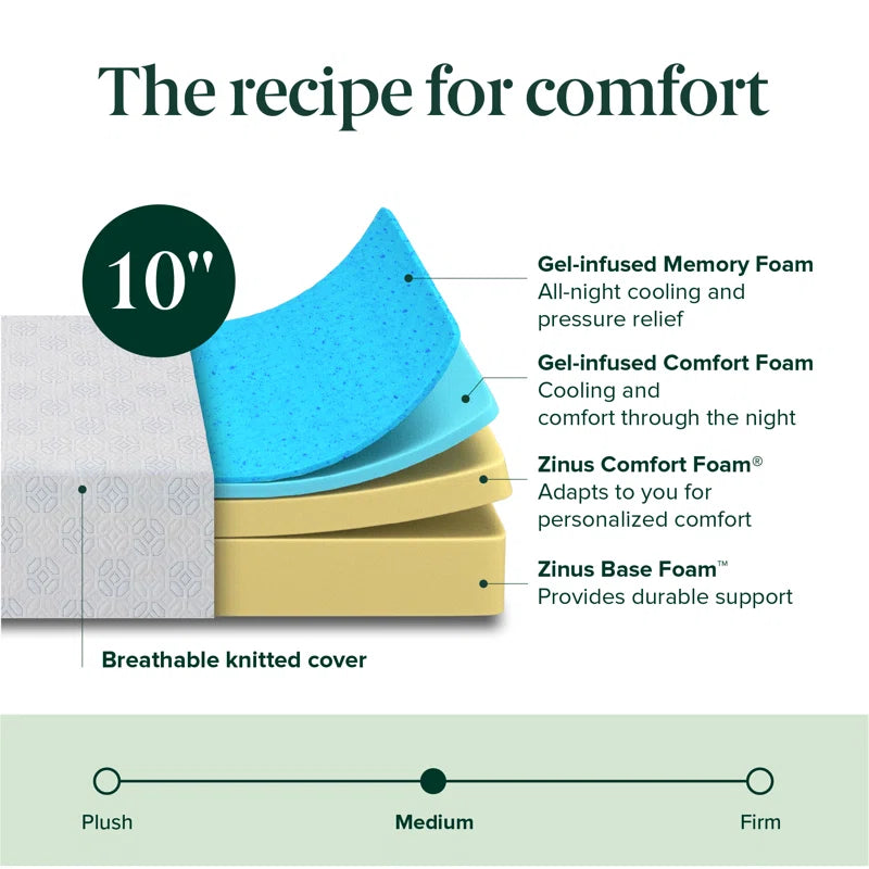 Wayfair Sleep 10" Medium Cooling Gel Memory Foam Mattress