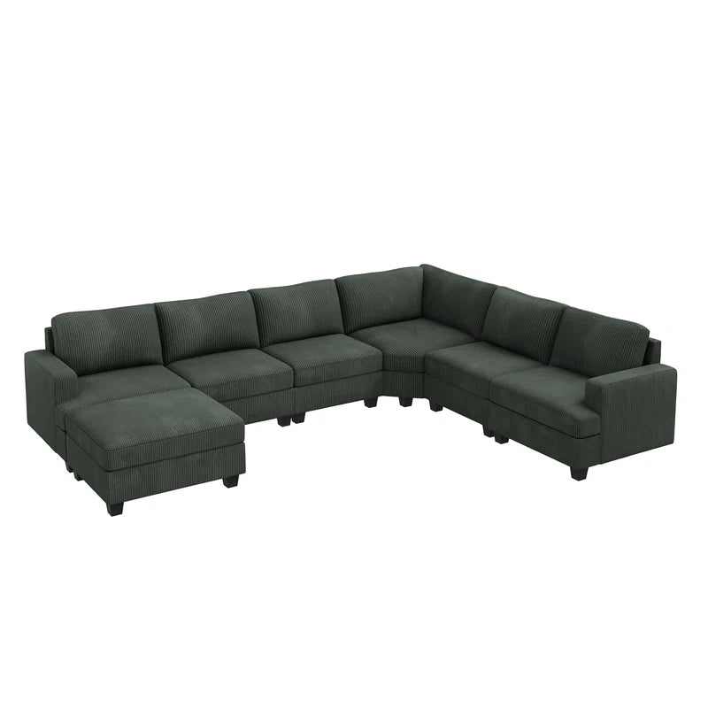 Maureece U Shaped Corduroy Sectional Modular Sofa with Chaise