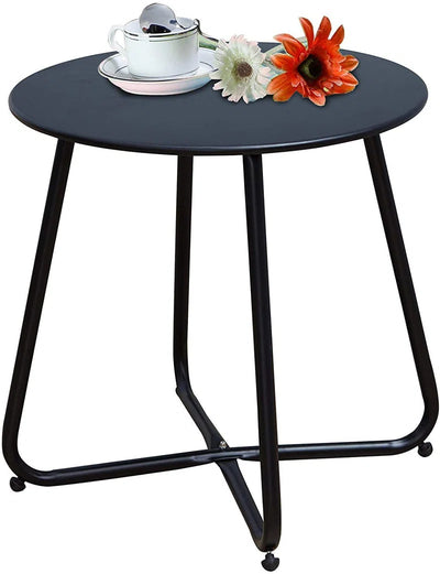 Steel Patio Side Table, Weather Resistant Outdoor round End Table