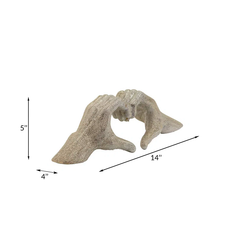 Modern Stoneware Ceramic Hand Heart Decorative Sculpture