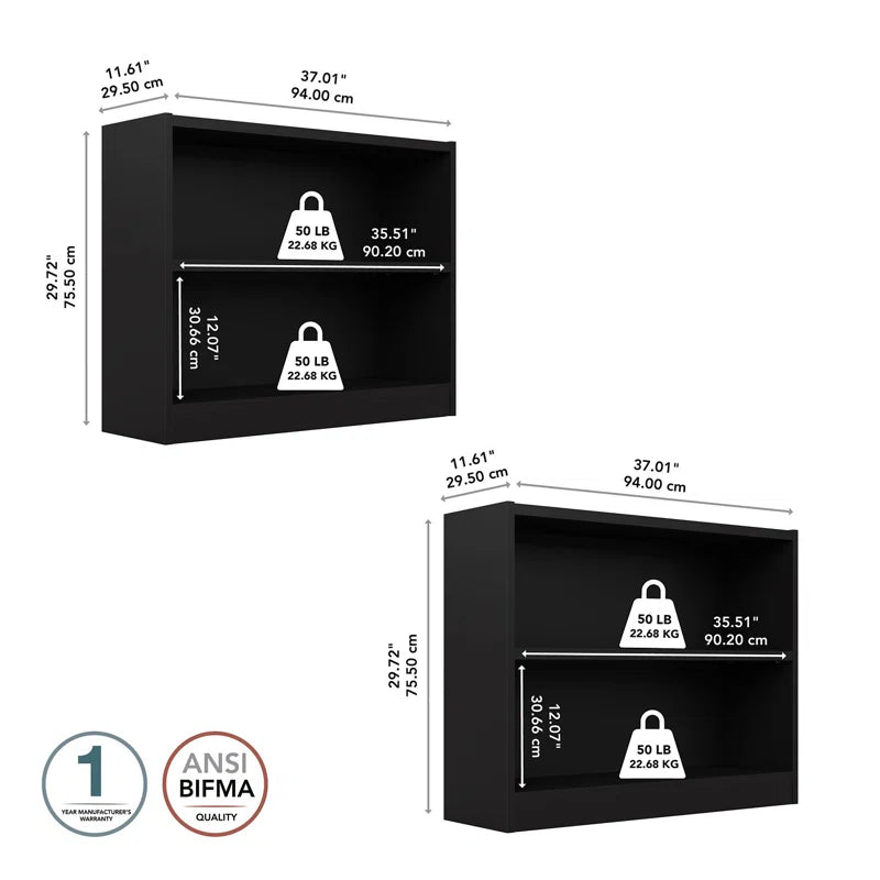 Donyo Small 2 Shelf Bookcase - Set of 2, Storage Bookshelves for Home Office and Living Room