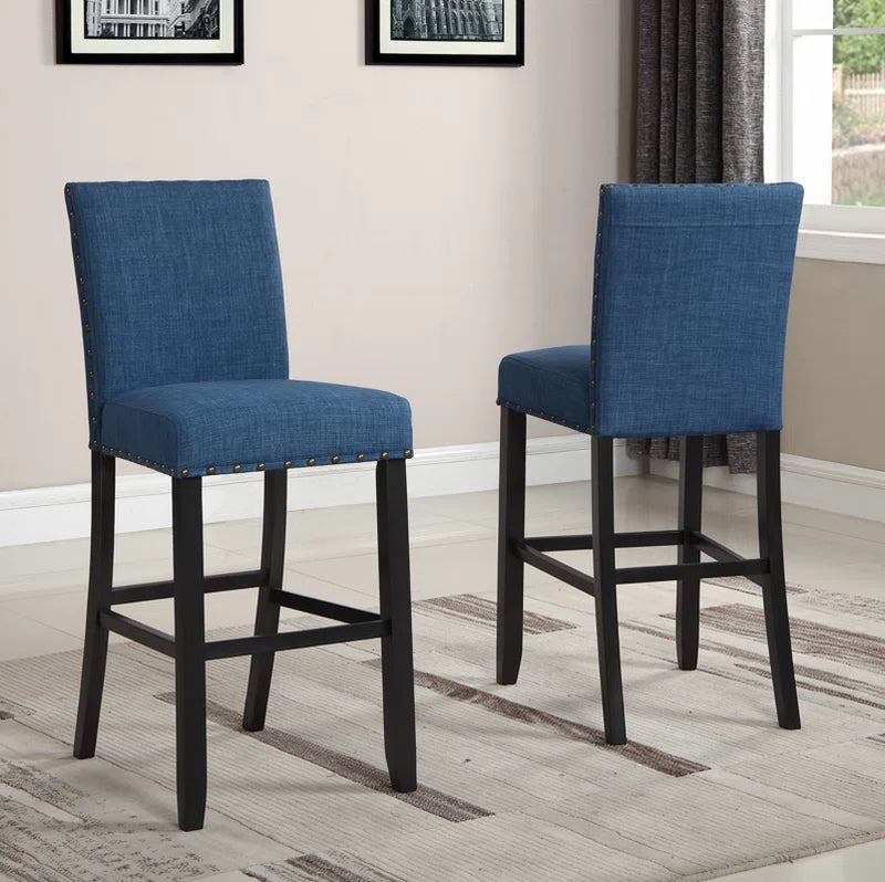 Carliana Fabric Counter Height Stools with Nailhead Trim, Set of 2