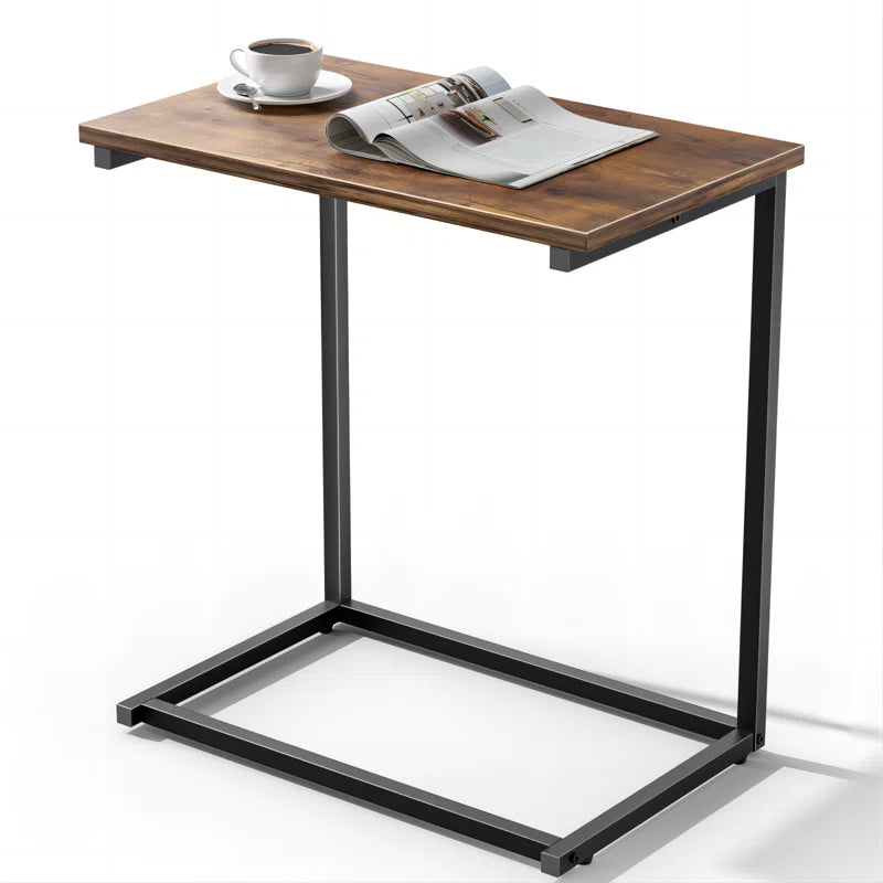 Gilsum Wood C Table End Table with Metal Base for Sofa, Bed Side
