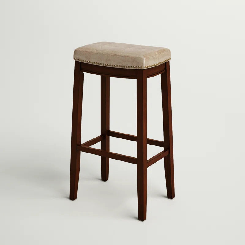 Claridge Counter & Bar Solid Wood Backless Stool with Upholstered Seat