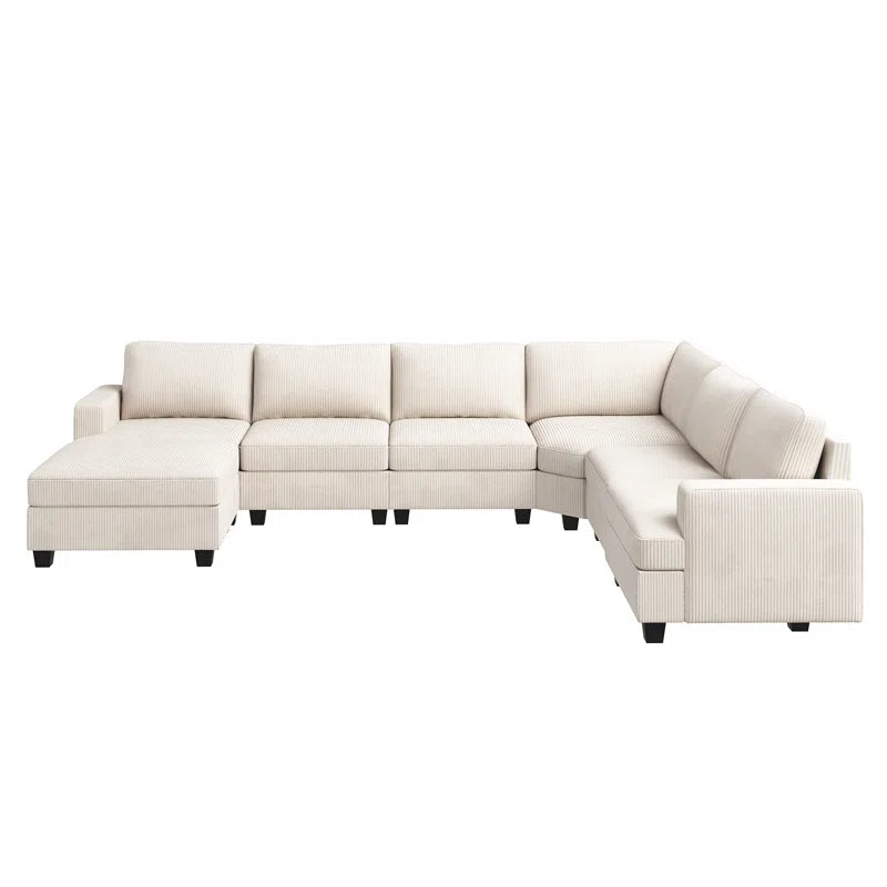 Maureece U Shaped Corduroy Sectional Modular Sofa with Chaise