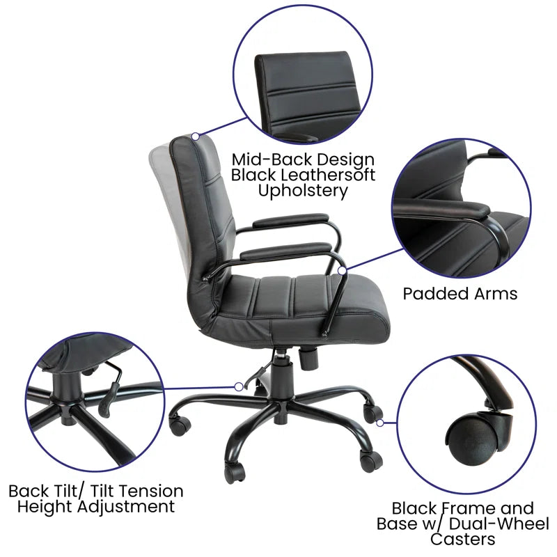 Whitney Ergonomic Upholstered Mid-Back Swivel Office Chair