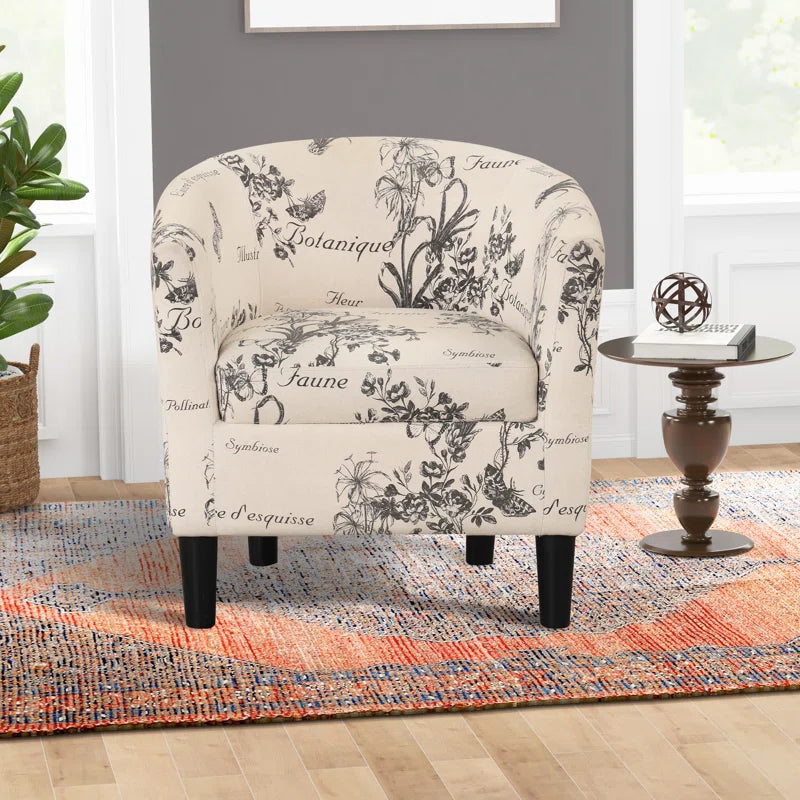 Pamplona 26" W Modern Stylish Soft and Breathable Upholstered Barrel Chair and Ottoman