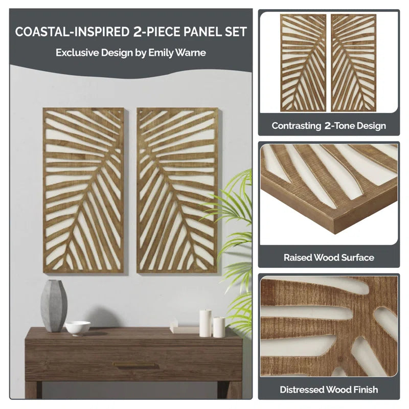 Birch Botanical Two-Tone 2-Piece Wood Panel Wall Decor Set