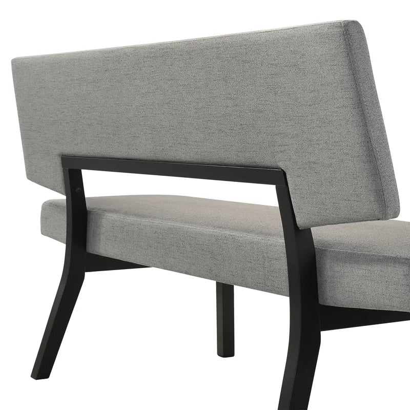 Jeiren 63" Wide Upholstered Dining Bench with Back in Rubberwood and Fabric