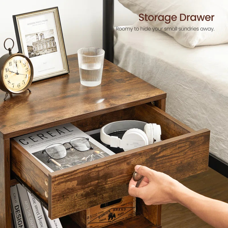 Vansant 1 - Drawer Nightstand with Drawer and Open Compartment, Solid Wood Legs