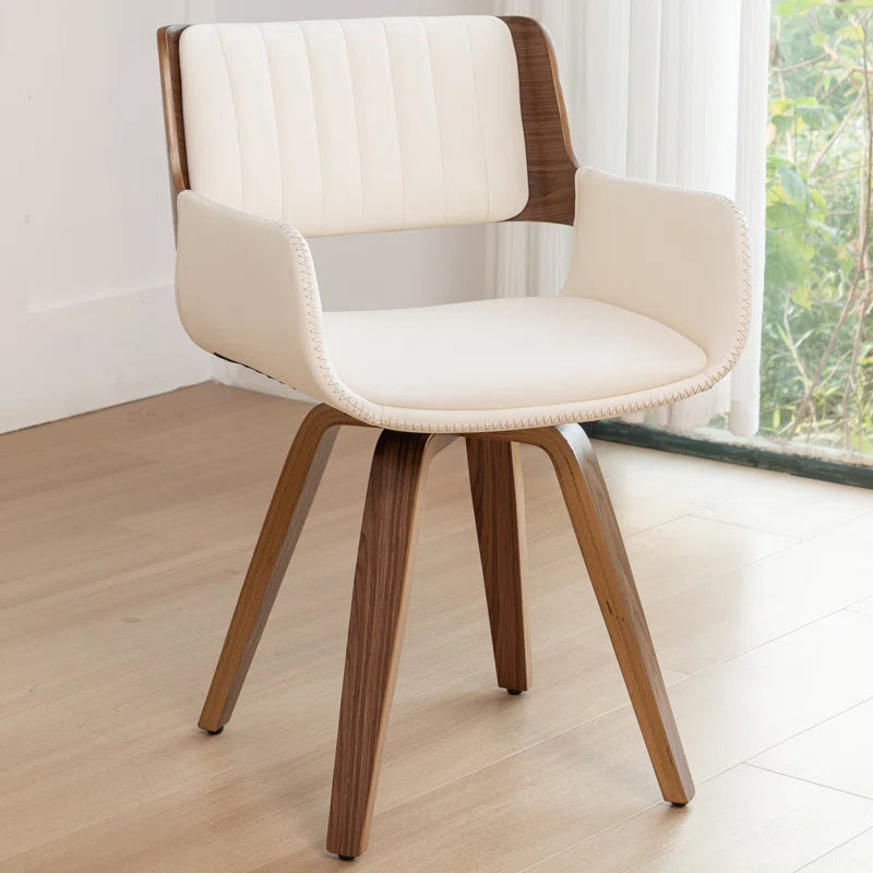 Faux Leather Upholstered Swivel Dining Armchair