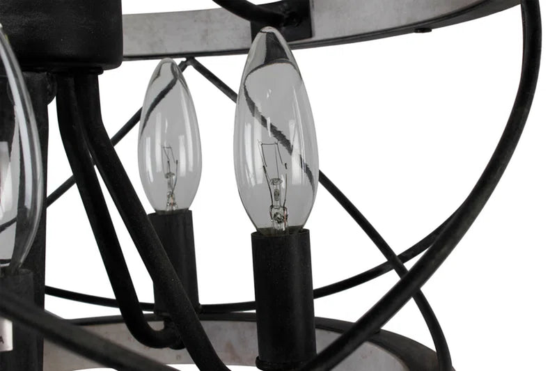 Reback 5 - Light Drum Solid Wood Chandelier with Metal Accents