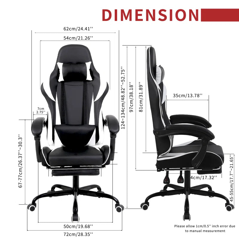 Ergonomic Gaming Chair Faux Leather Reclining Swiveling PC & Racing Massage Video Game Chair with Footrest