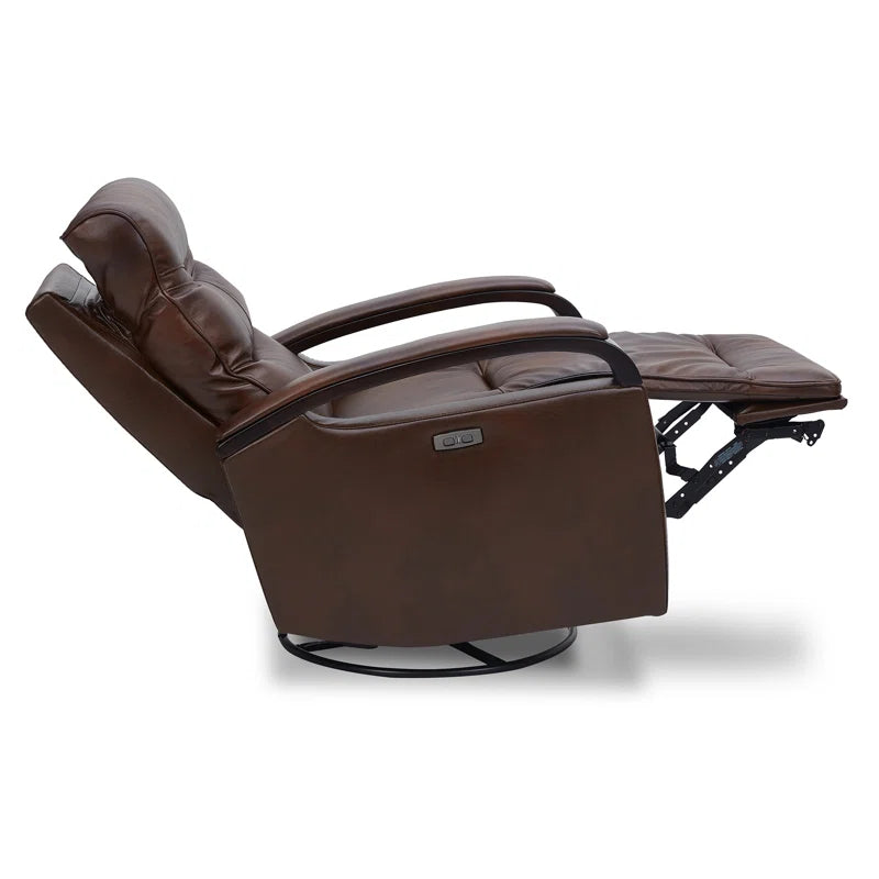 Elvina Genuine Leather Swivel Power Recliner