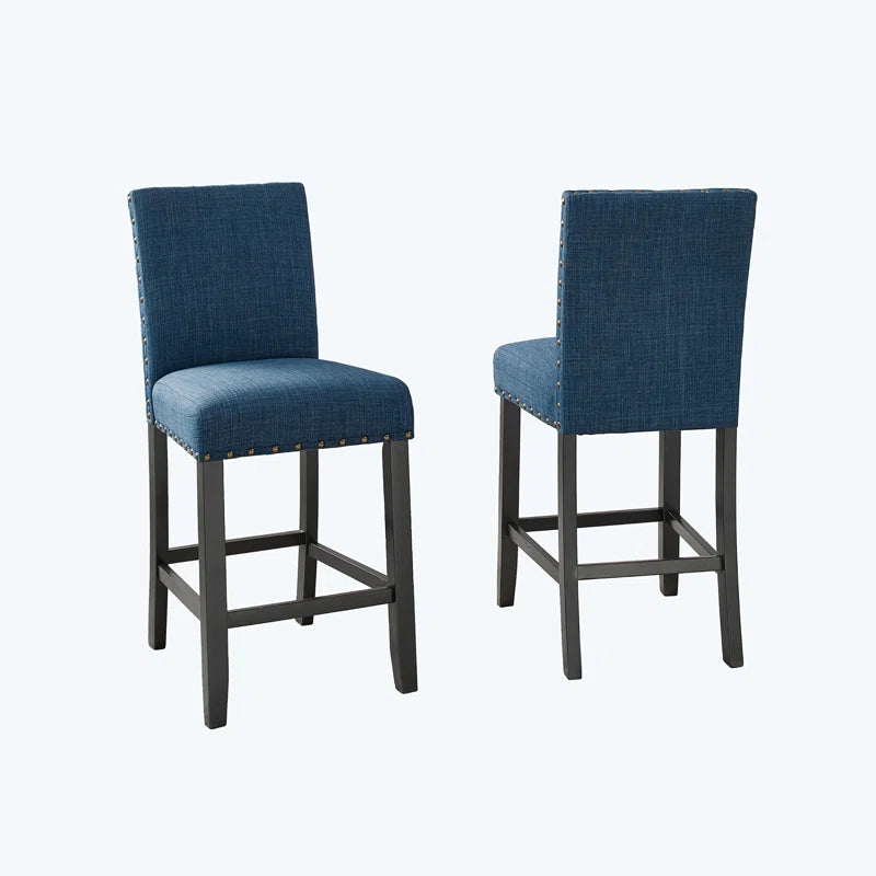 Carliana Fabric Counter Height Stools with Nailhead Trim, Set of 2