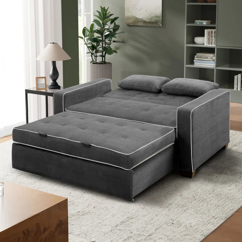 Monroe 72.6" Queen Square Arm Tufted Back Convertible Sleeper Sofa with Cushions