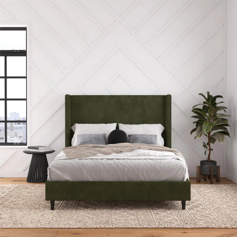 Birzer King Upholstered Wingback Bed