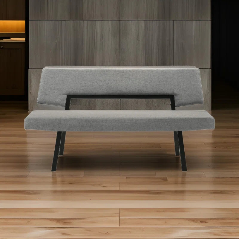Jeiren 63" Wide Upholstered Dining Bench with Back in Rubberwood and Fabric