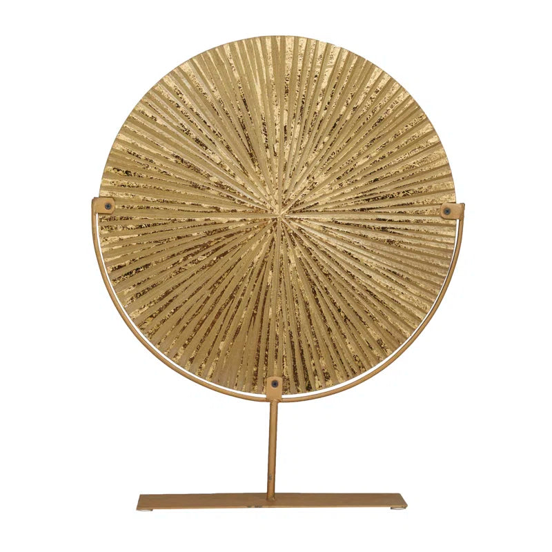 Vonny Metal Carved Starburst Decorative Sculpture with Stand