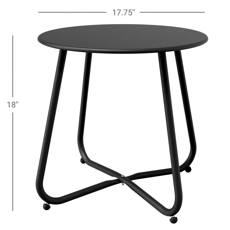 Steel Patio Side Table, Weather Resistant Outdoor round End Table