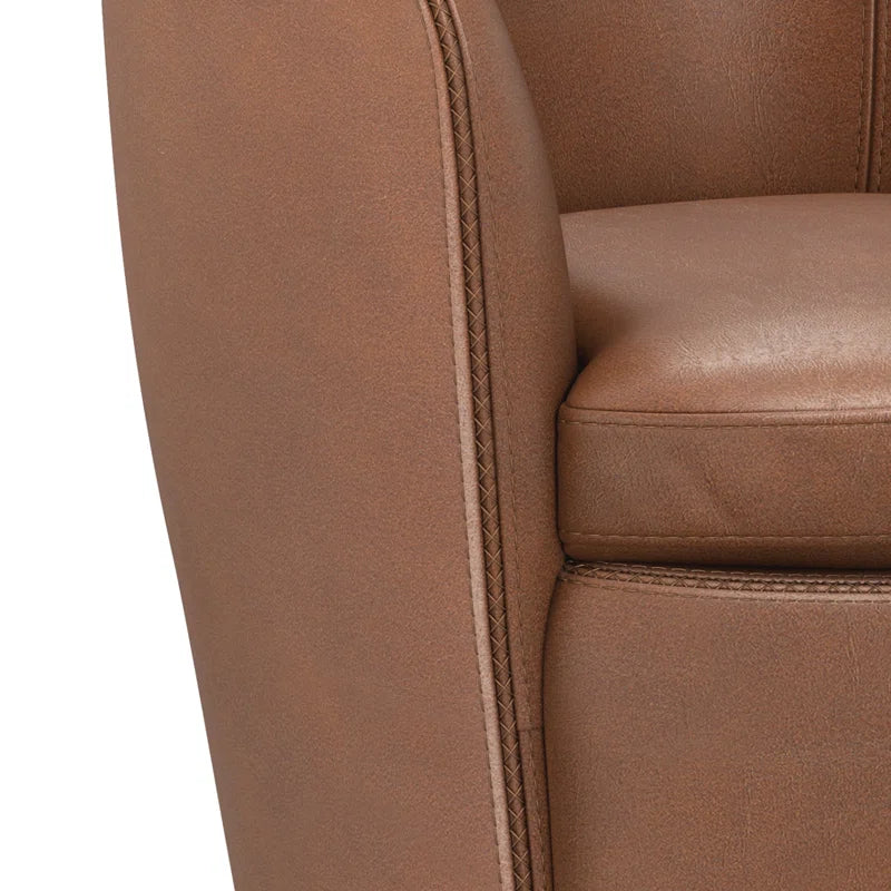 Azurdee Top Grain 100% Genuine Italian Leather Swivel Barrel Chair