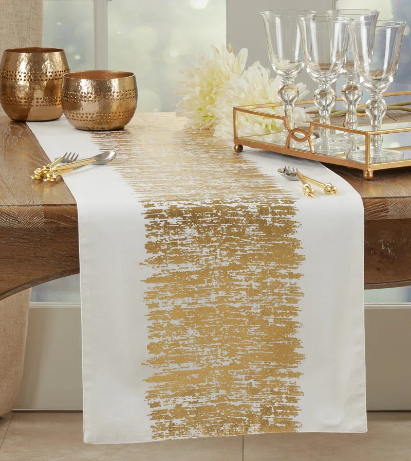 Agatha Metallic Banded Design Table Runner