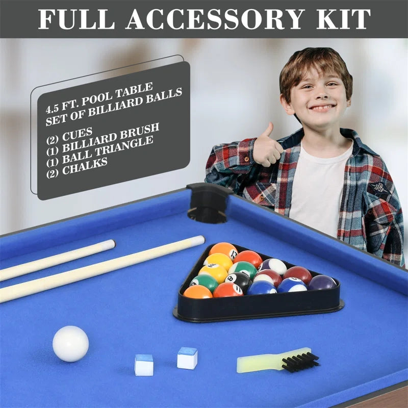 54" Portable Pool Table Billiards Table with Leg Levelers, 2 Cue Sticks, 16 Balls, Triangle, Chalk