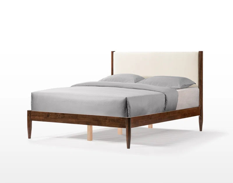 Beiler Solid Wood Upholstered Headboard Boucle Bed Frame