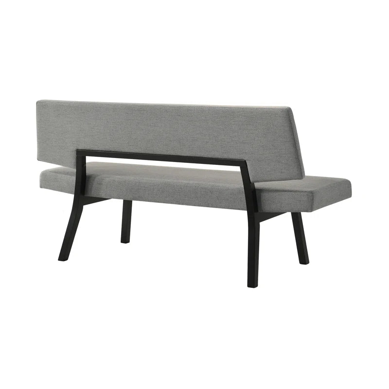 Jeiren 63" Wide Upholstered Dining Bench with Back in Rubberwood and Fabric