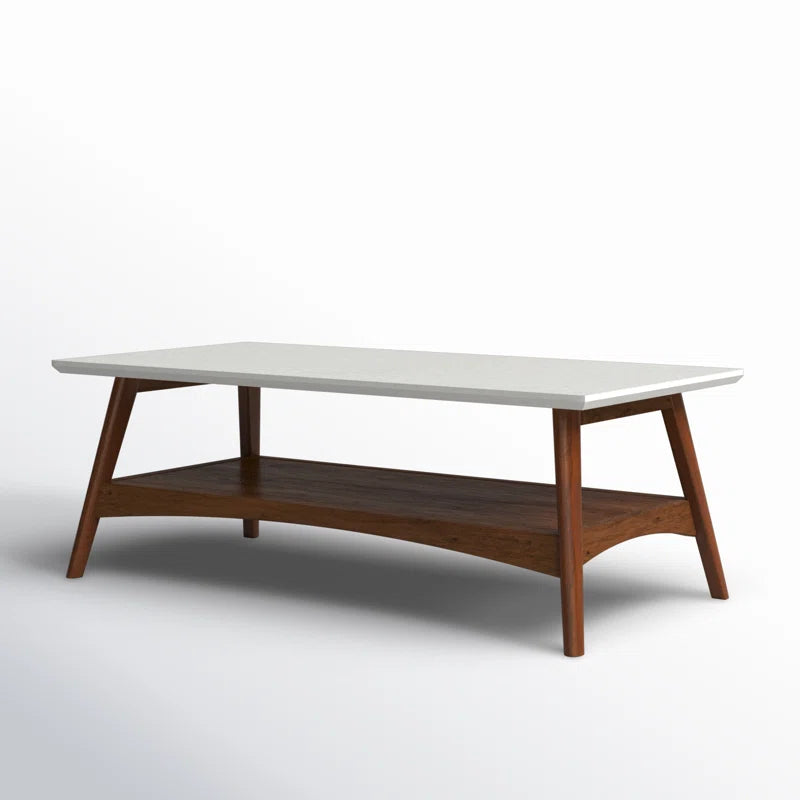 Parker Modern Coffee Table with Open Shelf & White Top