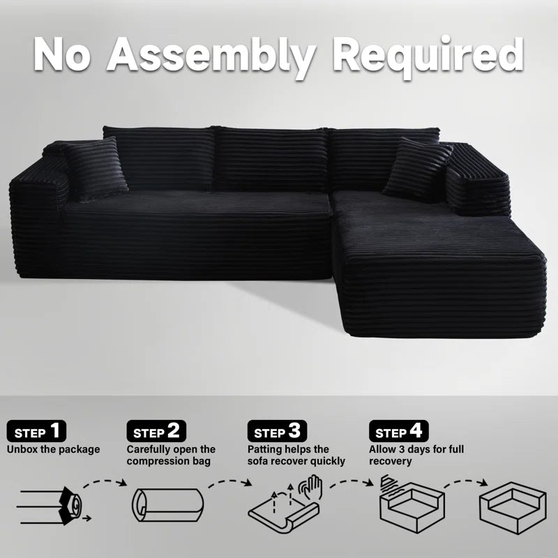 Nathasa 2 - Piece No Assembly Required Upholstery Sofa, Free Combination Cloud Sectional Couch with L-Shape Chaise, Deep Seat Modular Sofa for Living Room Bedroom