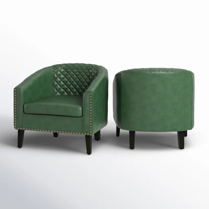 Boney 2- Piece 29" Wide Tufted Faux Leather Barrel Club Chair