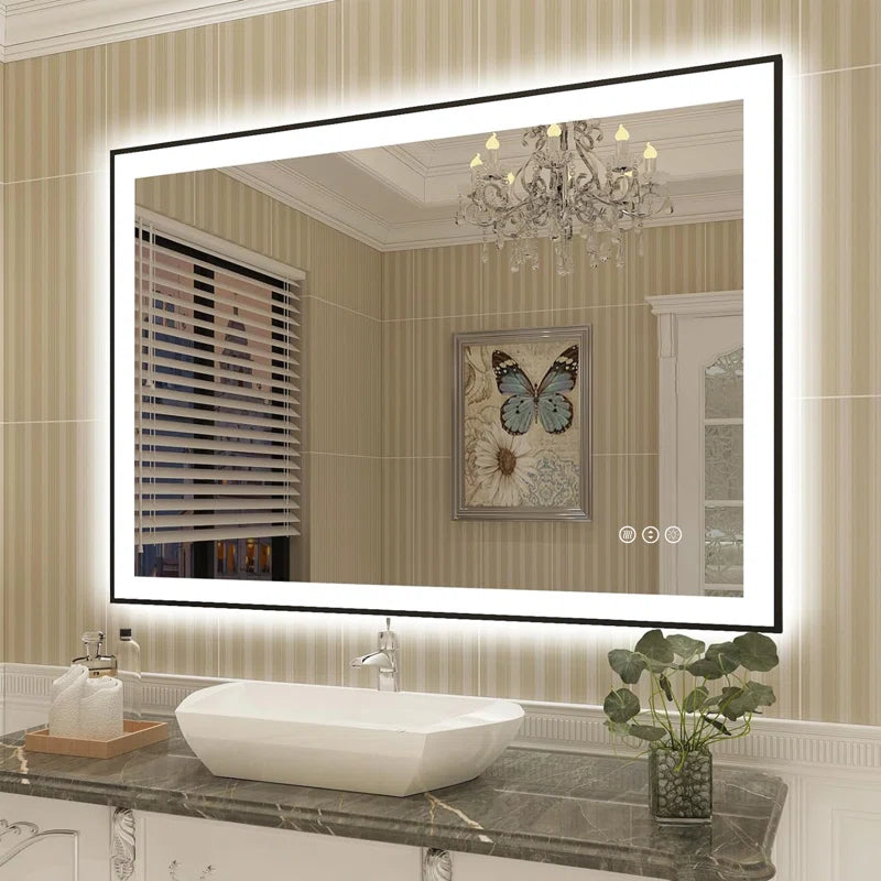 Aevar Super Bright Front & Back LED Lighted Anti-Fog Aluminum Alloy Framed Tempered Glass Bathroom/Vanity Mirror with ETL & 3-Year Warranty