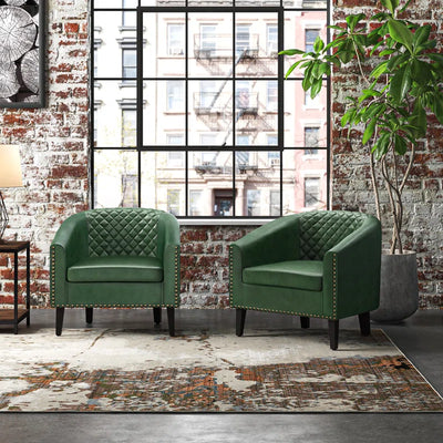 Boney 2- Piece 29" Wide Tufted Faux Leather Barrel Club Chair