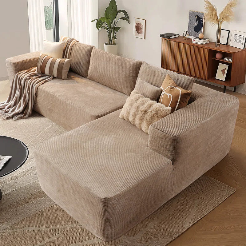 Nathasa 2 - Piece No Assembly Required Upholstery Sofa, Free Combination Cloud Sectional Couch with L-Shape Chaise, Deep Seat Modular Sofa for Living Room Bedroom