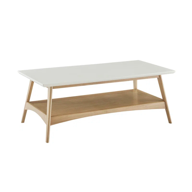 Parker Modern Coffee Table with Open Shelf & White Top
