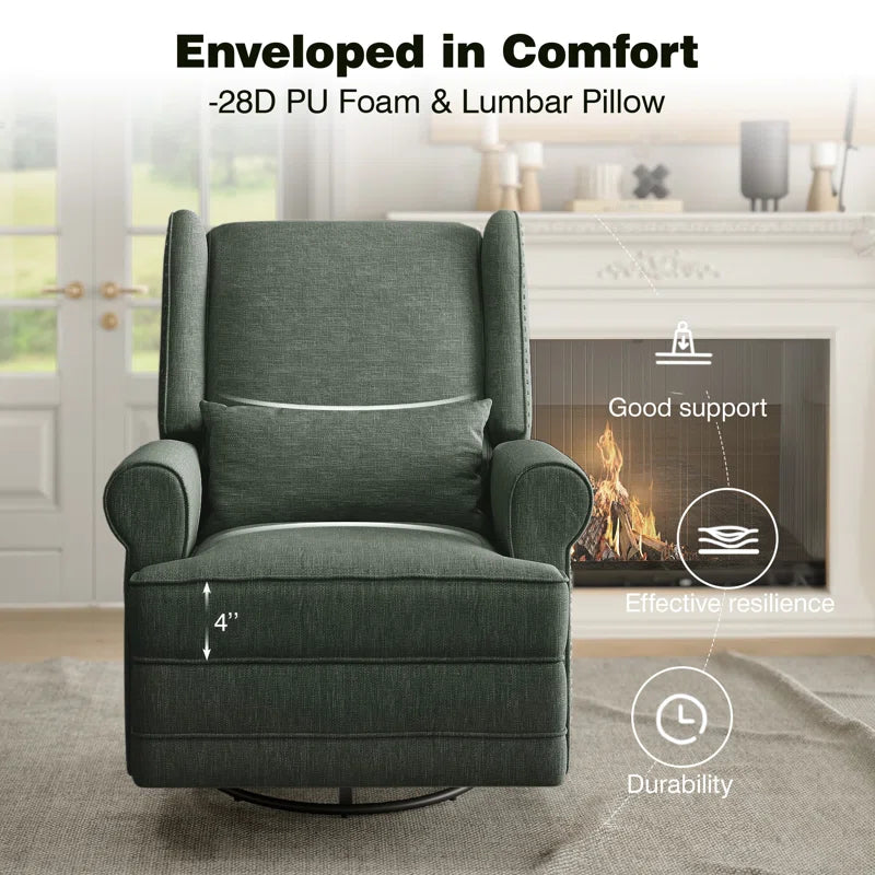 34" Wide Upholstered Manual Swivel Rocking Recliner