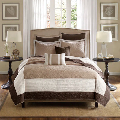 Attingham 7 Piece Quilt Set with Euro Shams and Throw Pillows