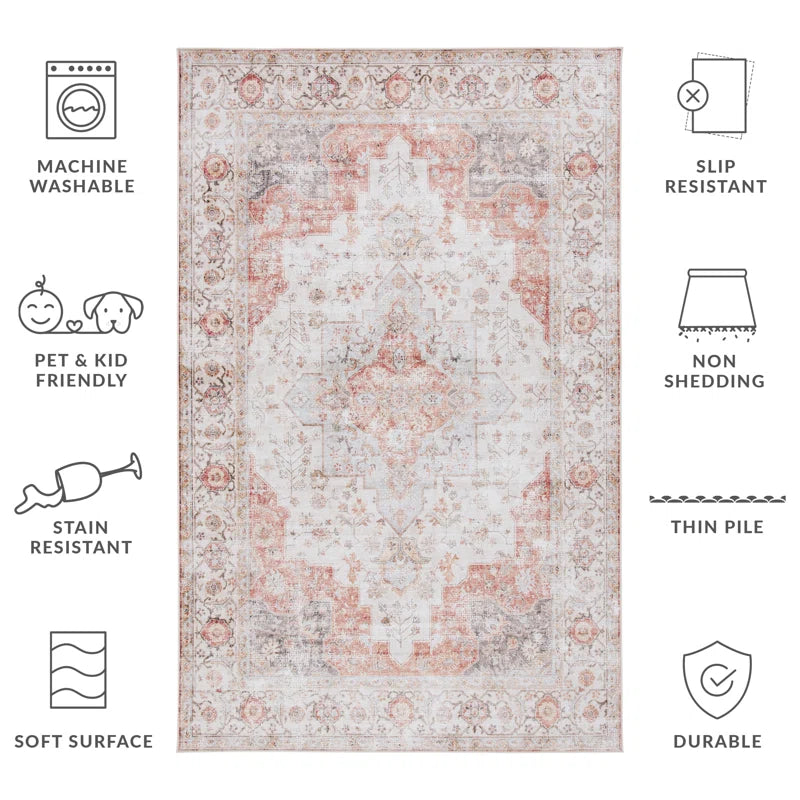 Sonia Oriental Power Loom Light Grey / Rust