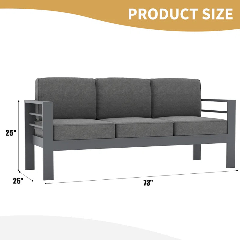 Alturas Standalone Product 73" Wide Outdoor Reversible Patio Sofa with Cushions