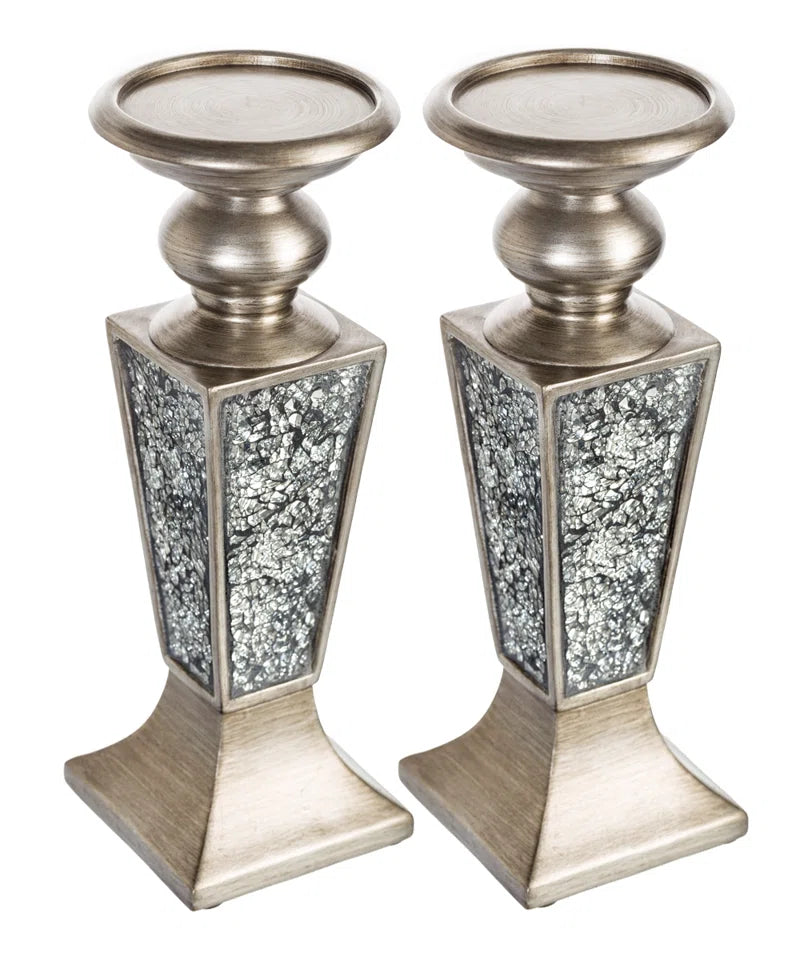 Decorative Polyresin Crackled Mosaic Candlestick
