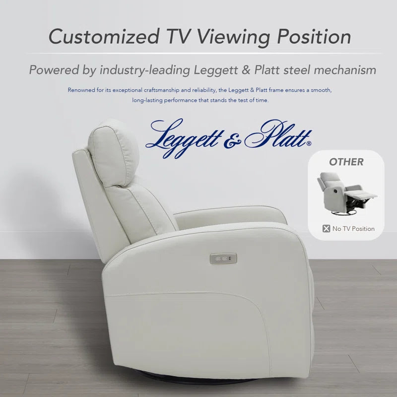Arrianna-Fiona Genuine Leather Swivel Power Recliner