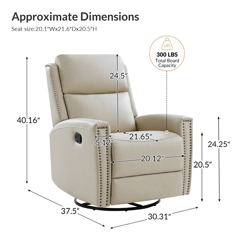 Genuine Leather Swivel Rocker Recliner