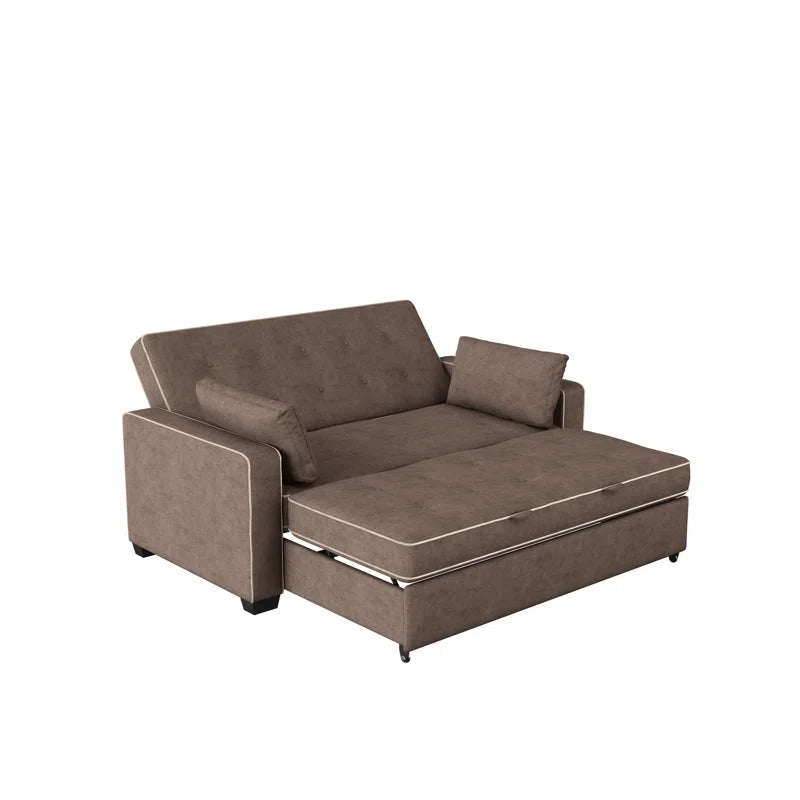 Monroe 72.6" Queen Square Arm Tufted Back Convertible Sleeper Sofa with Cushions