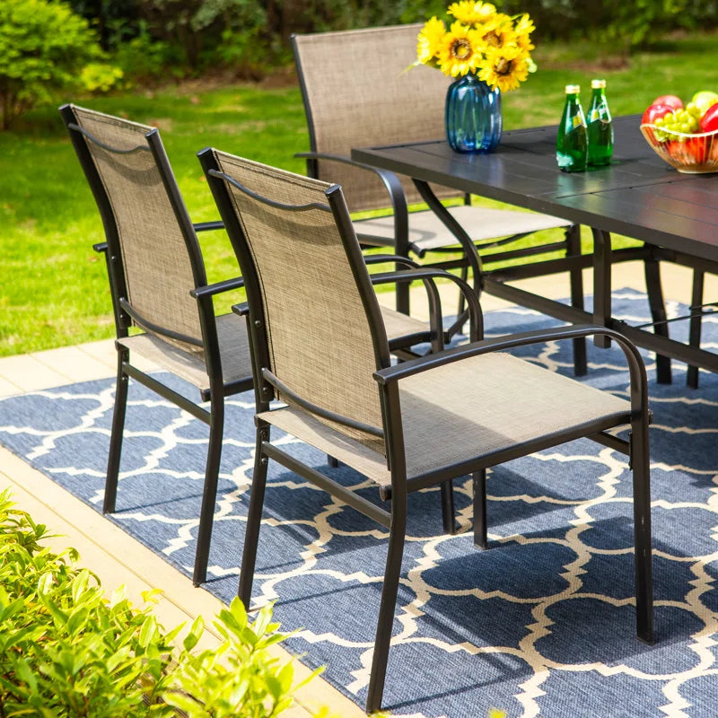 Argyri Powder-Coated Steel Outdoor Dining Armchair