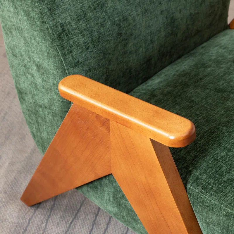 Upholstered Armchair with Wooden Legs (Set of 2)
