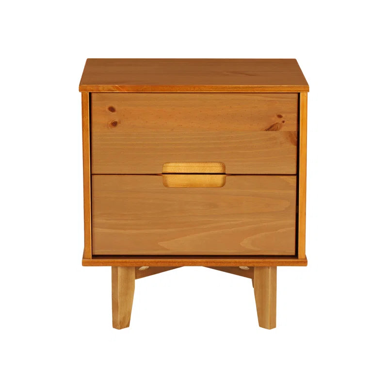 Mags Solid Wood Groove 2-Drawer Nightstand