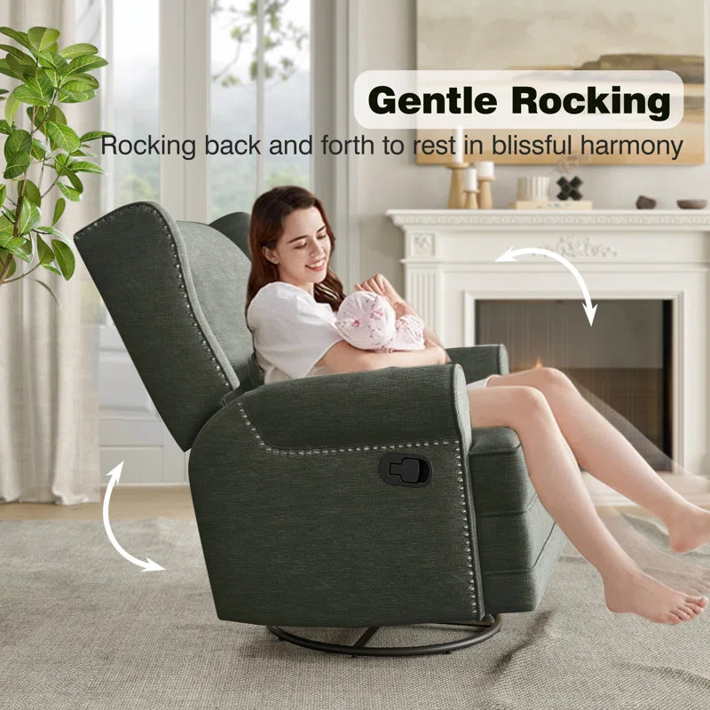 34" Wide Upholstered Manual Swivel Rocking Recliner