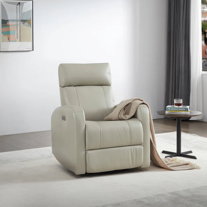 Arrianna-Fiona Genuine Leather Swivel Power Recliner