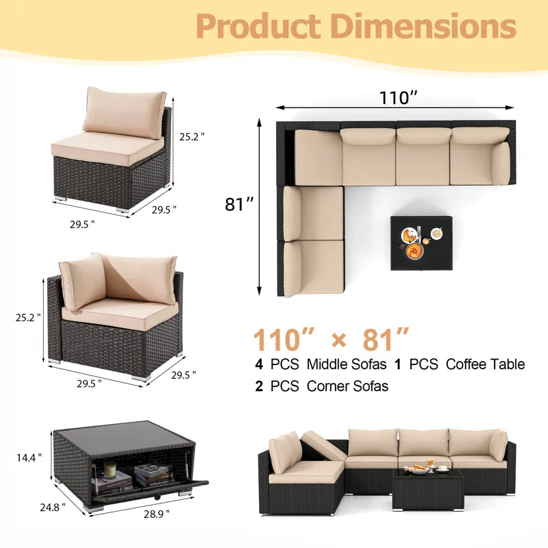 Quadreka 7 Pieces Outdoor Patio Set with Cushions